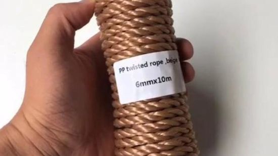 6mmx10m Beige Heavy Duty Twisted Polypropylene Rope Floating PP Rope Boat Rope Sailing Camping Secure Line Clothes Line