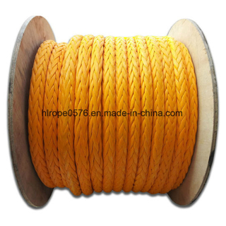 Yellow 12 Strand UHMWPE Rope with Splice Eyes Both Ends